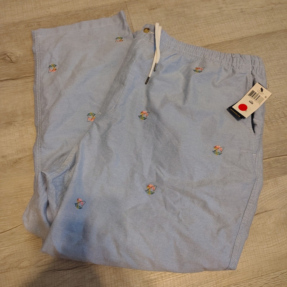 Polo Ralph Lauren Mens 5XB Blue Flamingo Embroidered Classic Fit Pants NEW